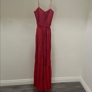 Free people red pattern jumpsuit